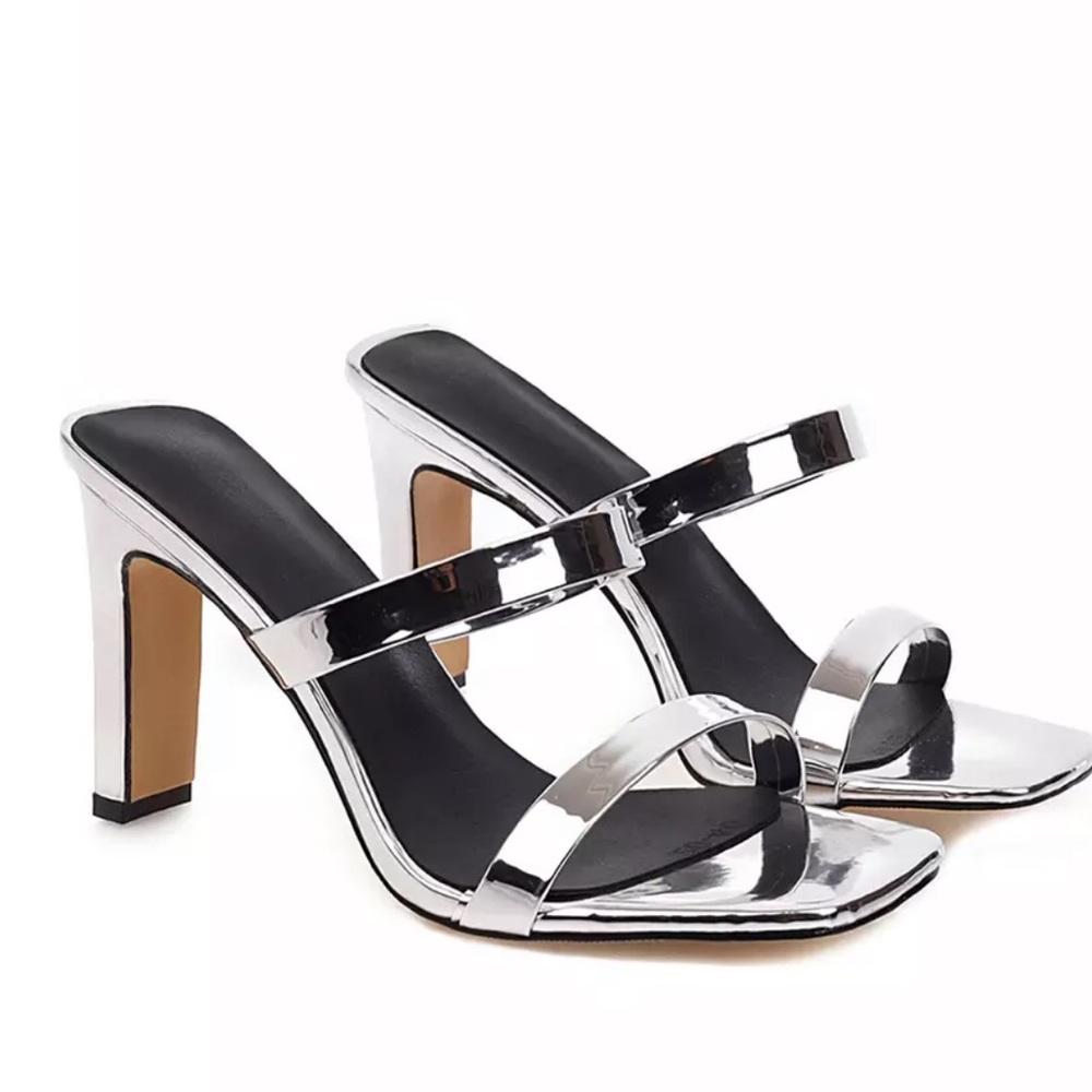 Silver Mule Heels